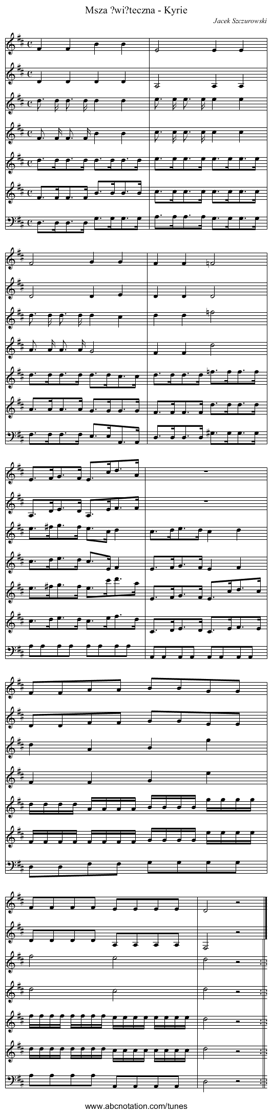 Msza ?wi?teczna - Kyrie - staff notation