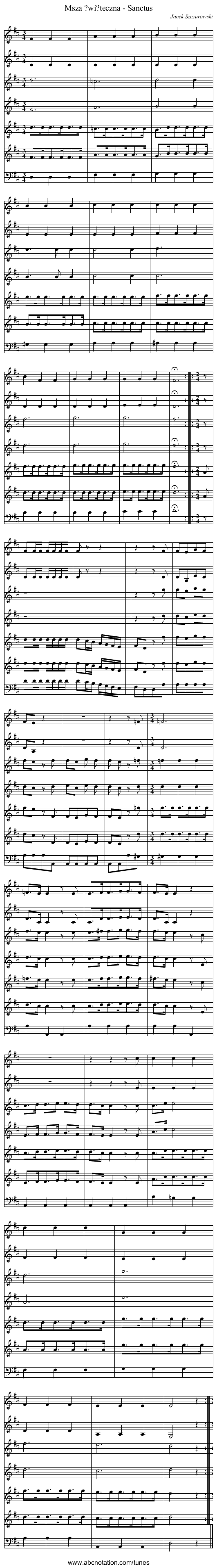 Msza ?wi?teczna - Sanctus - staff notation