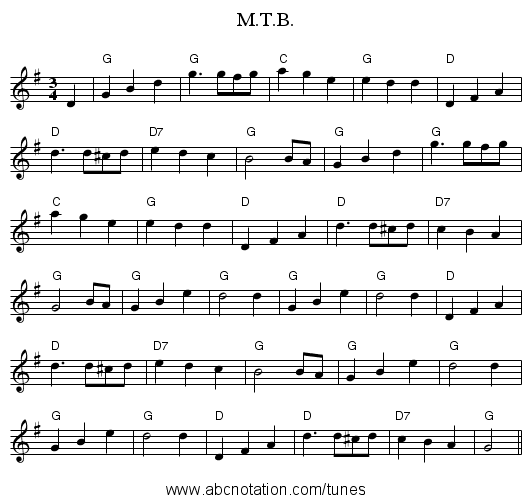 M.T.B. - staff notation