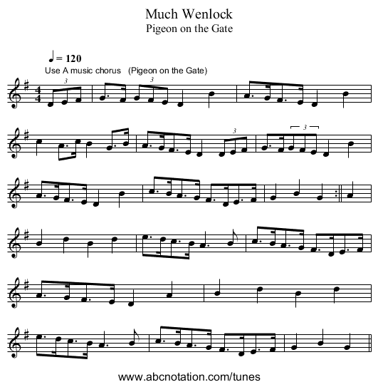 Much Wenlock - staff notation
