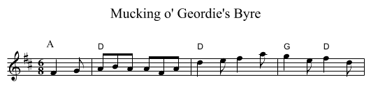 Mucking o' Geordie's Byre - staff notation