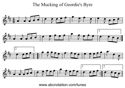 Mucking of Geordie's Byre, The - staff notation