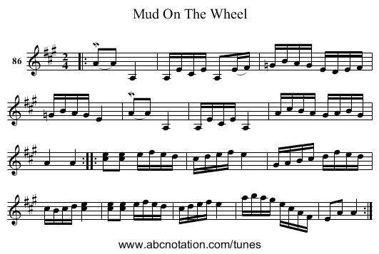 Mud On The Wheel - staff notation