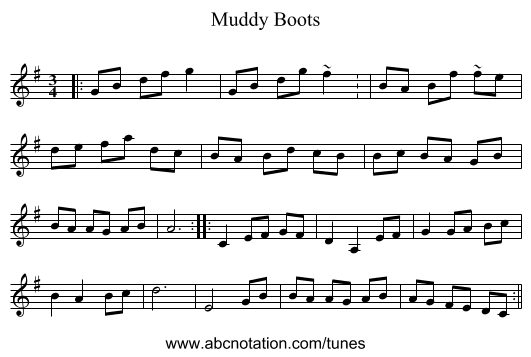 Muddy Boots - staff notation