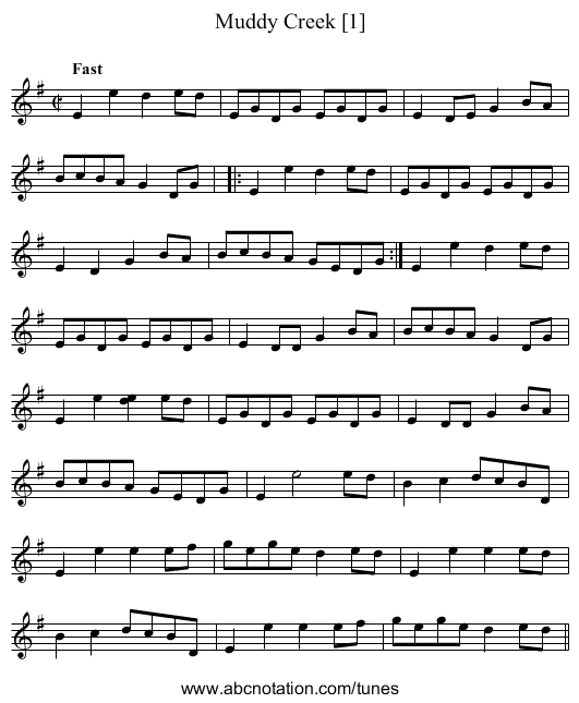 Muddy Creek [1] - staff notation
