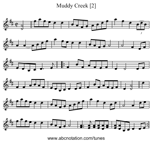 Muddy Creek [2] - staff notation