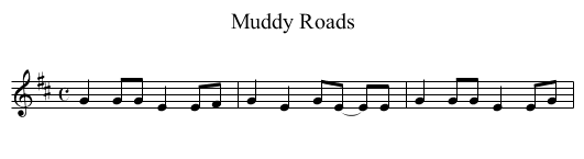 Muddy Roads - staff notation