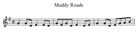 Muddy Roads - staff notation