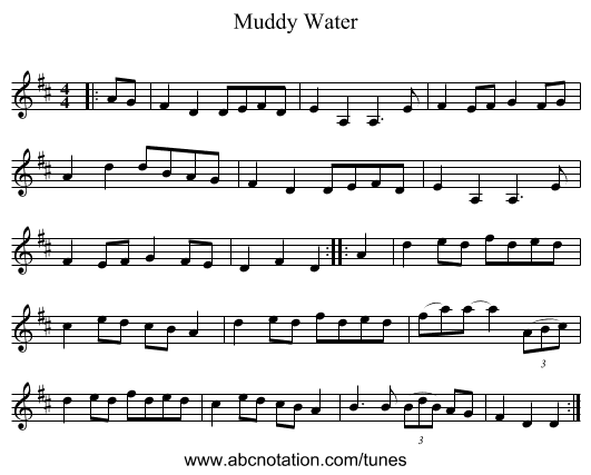 Muddy Water - staff notation