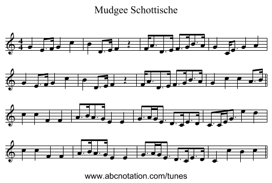 Mudgee Schottische - staff notation