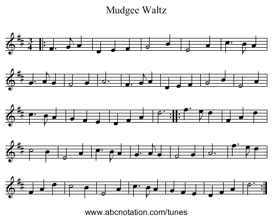 Mudgee Waltz - staff notation