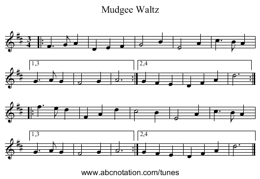Mudgee Waltz - staff notation