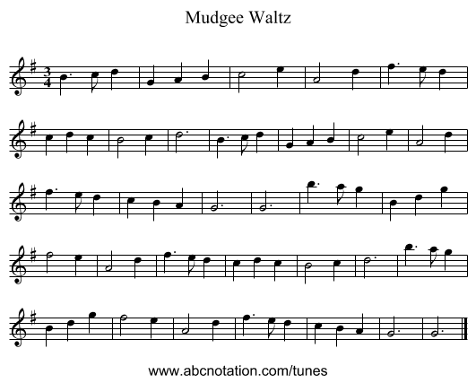 Mudgee Waltz - staff notation