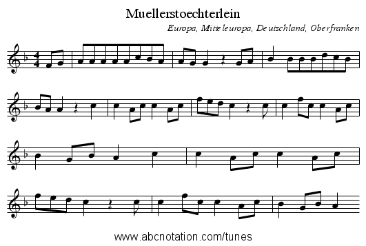 Muellerstoechterlein - staff notation