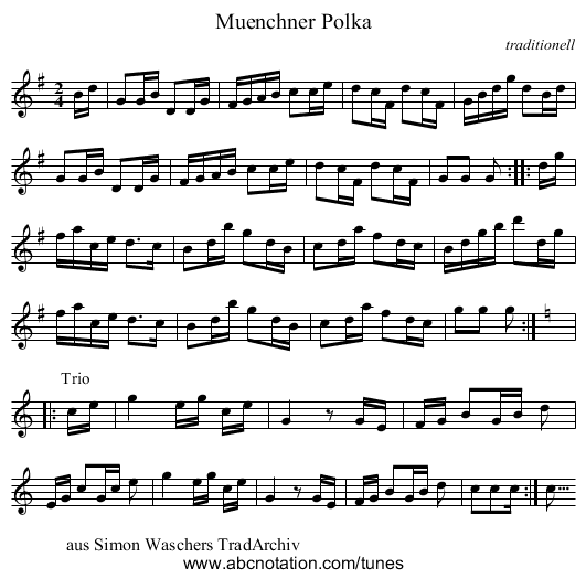 Muenchner Polka - staff notation