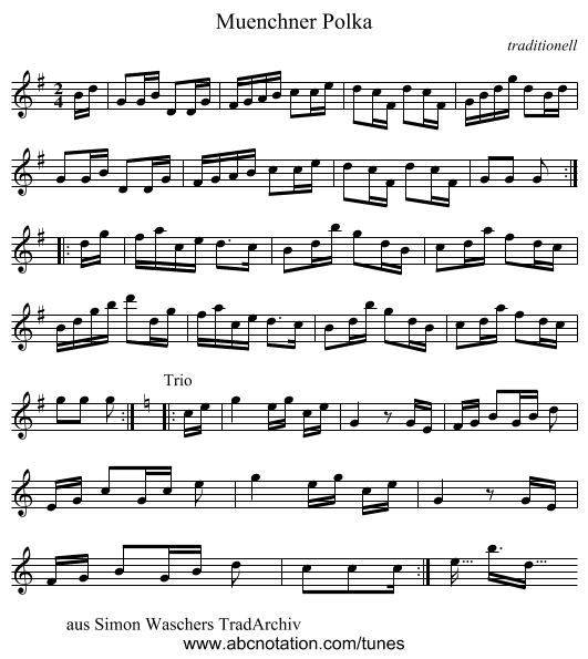 Muenchner Polka - staff notation