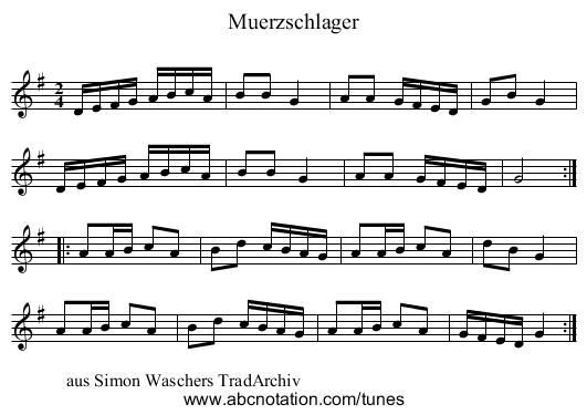Muerzschlager - staff notation