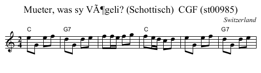 Mueter, was sy VÃ¶geli? (Schottisch)  CGF (st00985) - staff notation