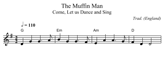 Muffin Man, The - staff notation