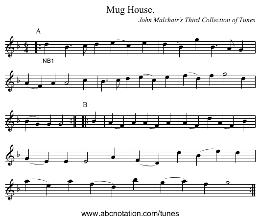 Mug House. - staff notation