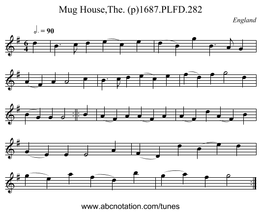 Mug House,The. (p)1687.PLFD.282 - staff notation