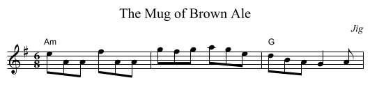 Mug of Brown Ale, The - staff notation