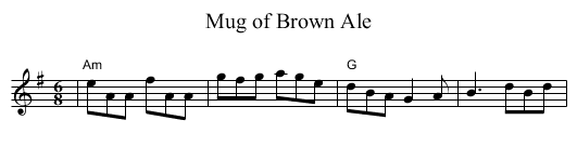 Mug of Brown Ale - staff notation