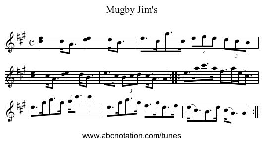Mugby Jim's - staff notation