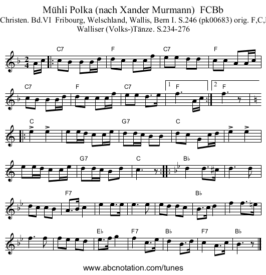 Mühli Polka (nach Xander Murmann) FCBb - staff notation