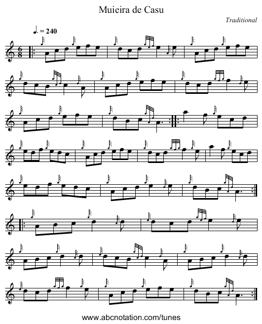 Muieira de Casu - staff notation