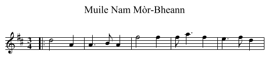 Muile Nam Mòr-Bheann - staff notation