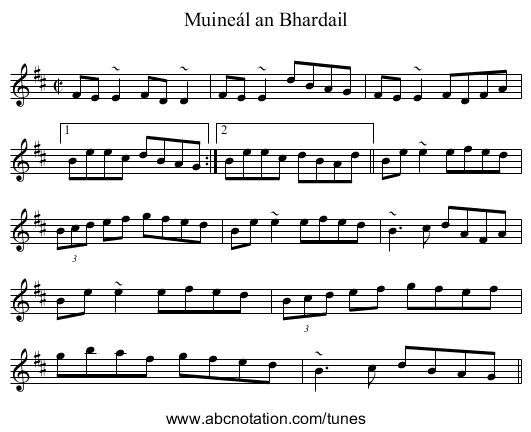 Muineál an Bhardail - staff notation