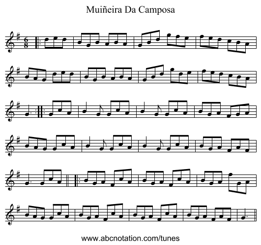 Muiñeira Da Camposa - staff notation
