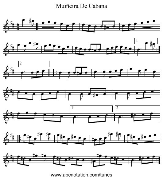 Muiñeira De Cabana - staff notation