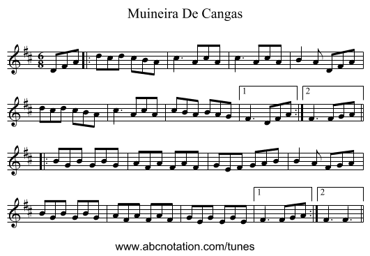 Muineira De Cangas - staff notation