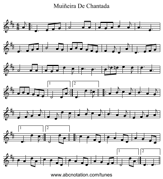 Muiñeira De Chantada - staff notation