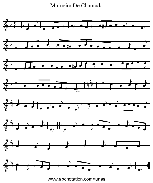 Muiñeira De Chantada - staff notation