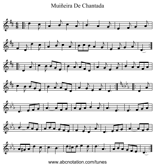Muiñeira De Chantada - staff notation