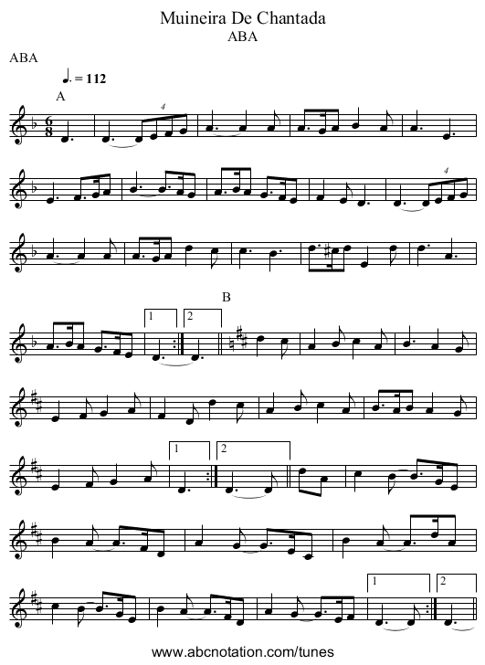 Muineira De Chantada - staff notation