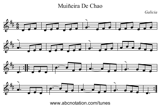 Mui&ntilde;eira De Chao - staff notation