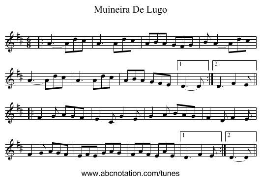Muineira De Lugo - staff notation