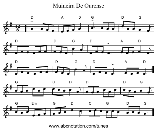 Muineira De Ourense - staff notation
