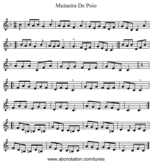 Muineira De Poio - staff notation