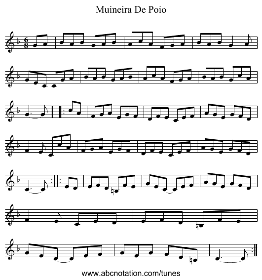 Muineira De Poio - staff notation