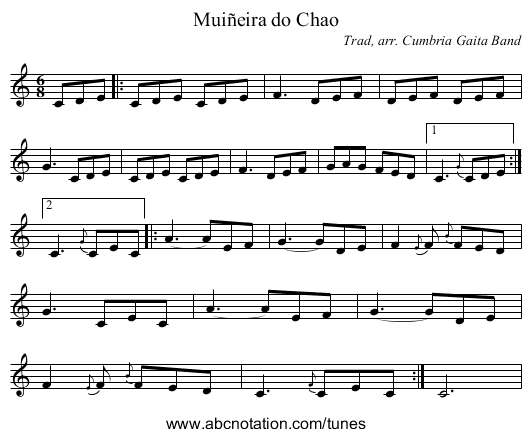 Muiñeira do Chao - staff notation