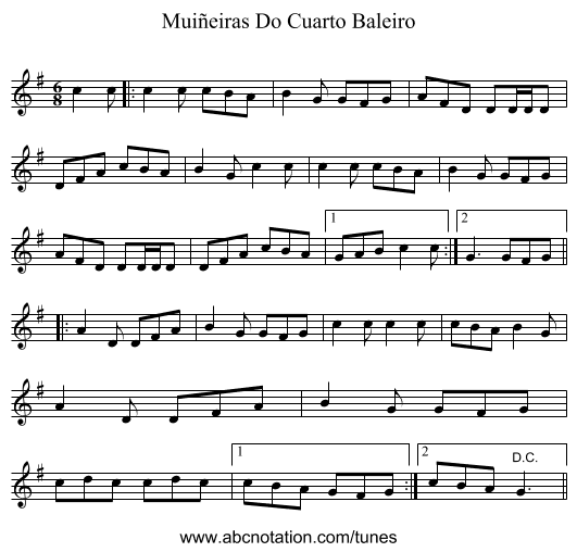 Muiñeiras Do Cuarto Baleiro - staff notation