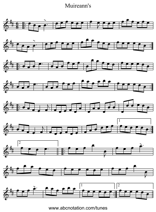 Muireann's - staff notation