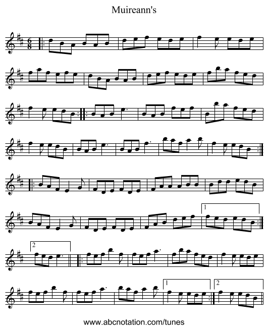 Muireann's - staff notation