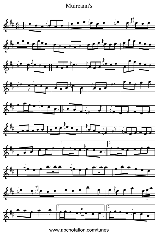 Muireann's - staff notation