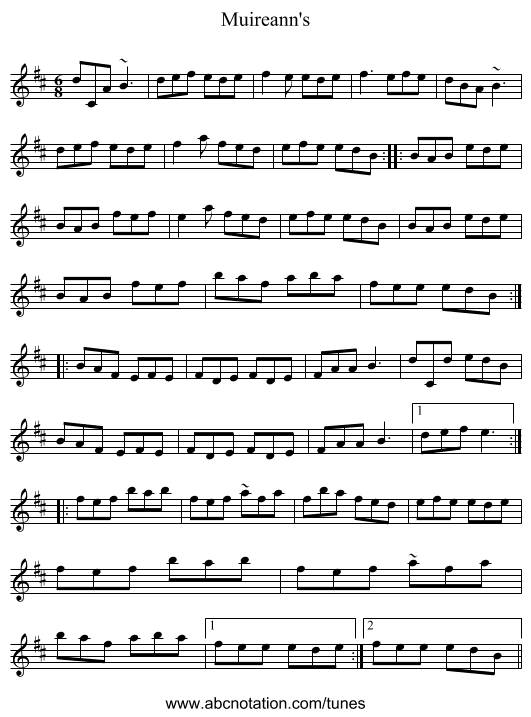 Muireann's - staff notation